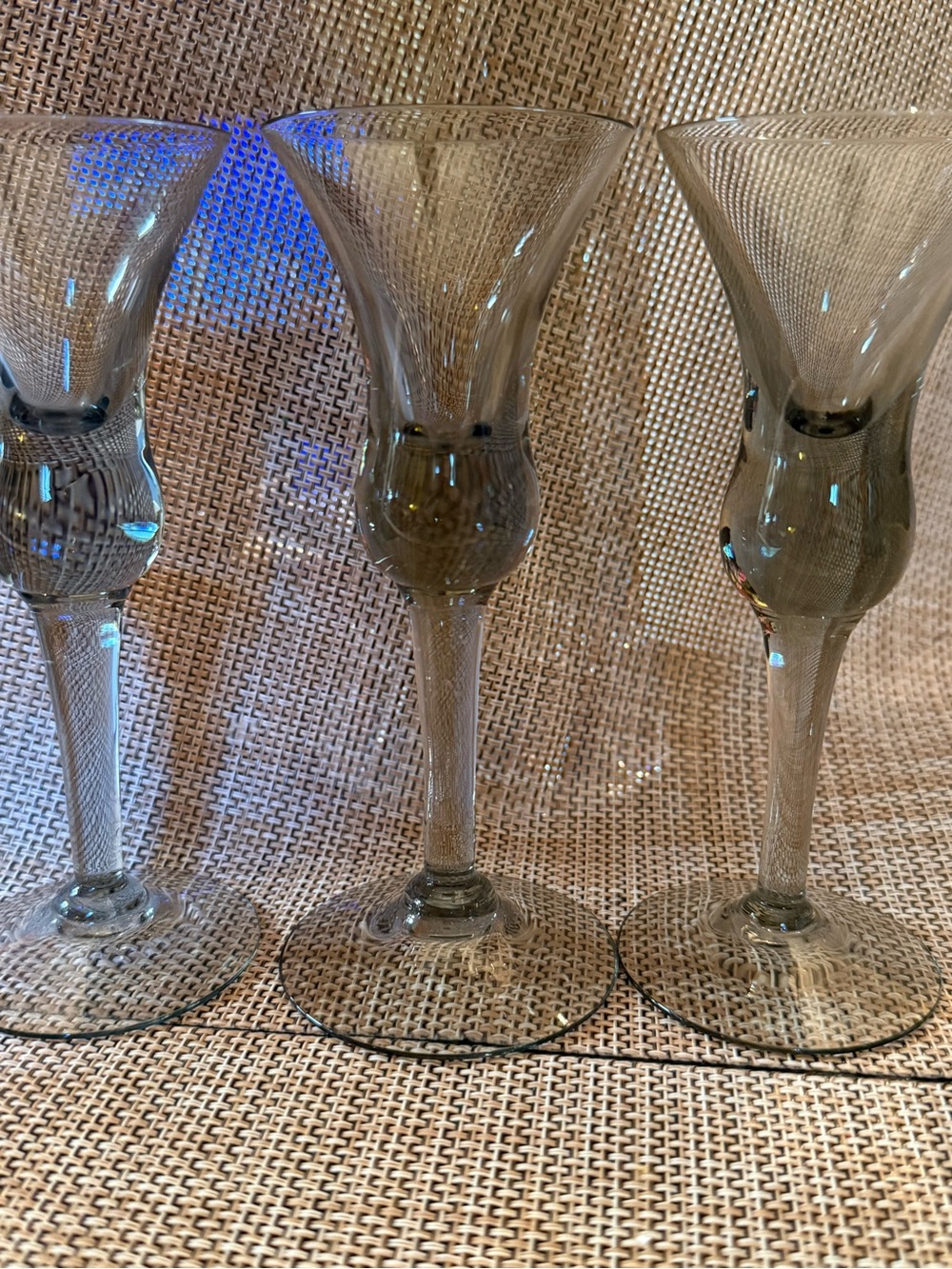 Source Unknown Smoky Gray Glass Cordial Stemware Set of 3